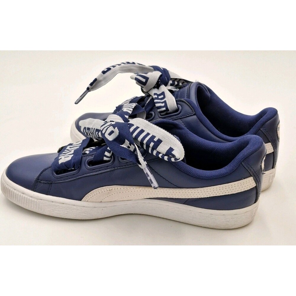 Puma Shoes Women's 7.5 US Basket Heart De Blue/White Leather Sneakers 364082 02 - Picture 8 of 16